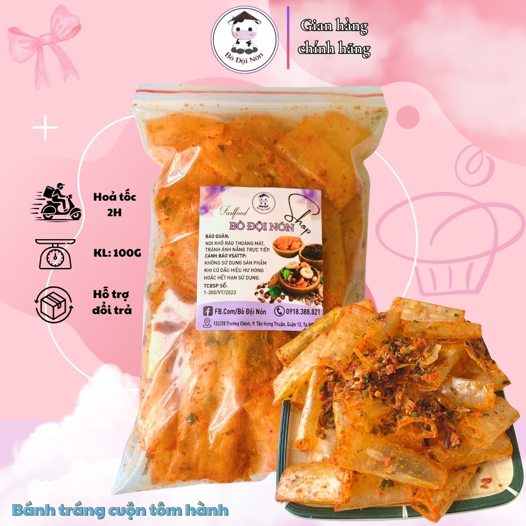 Bánh Tráng Cuộn Tôm Hành Bò Đội Nón