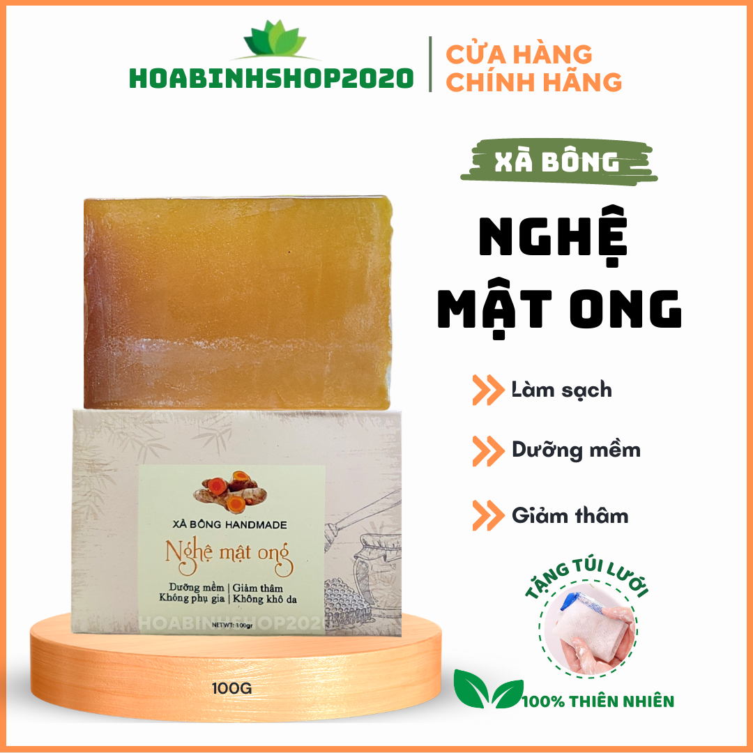 [CHÍNH HÃNG] Xà Phòng Thảo Dược nghệ mật ong, xà bông nghệ tươi thảo dược thiên nhiên handmade sinh dược- 100g