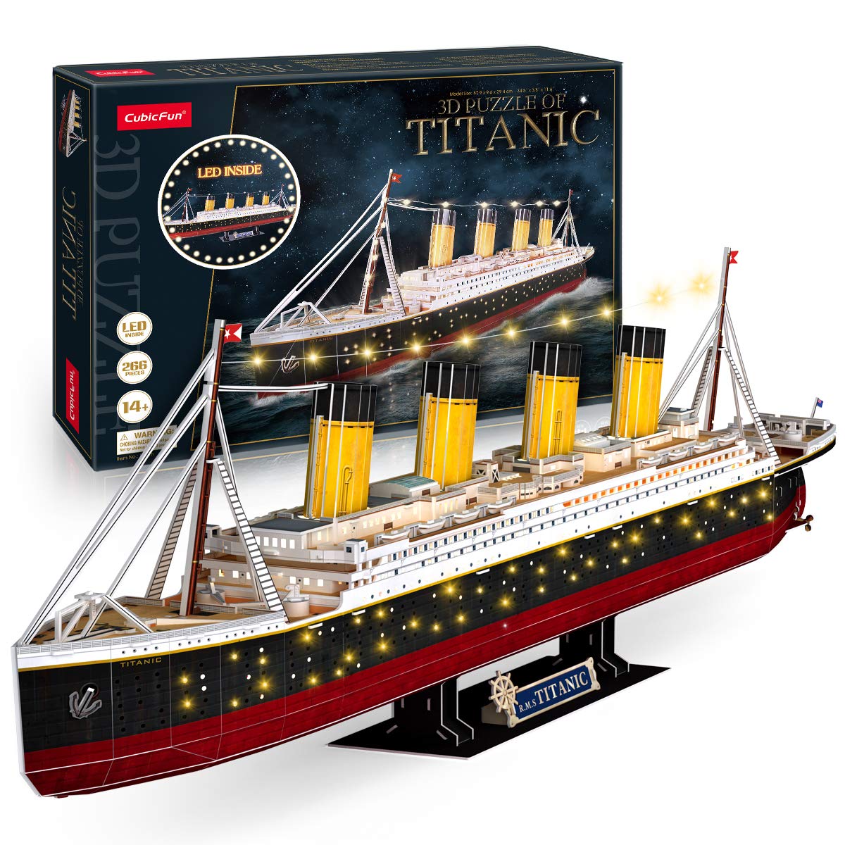 Mô hình giấy 3D CubicFun - Tàu Titanic 266 mảnh có đèn led L521h