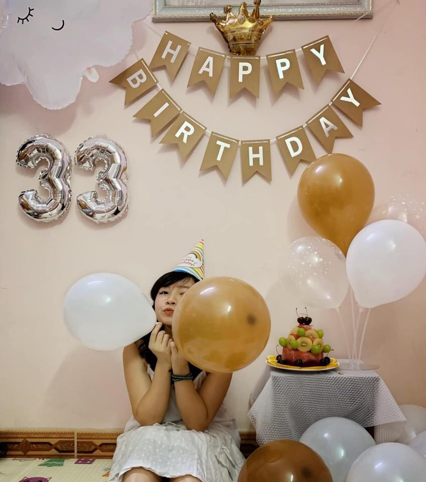 SET BÓNG BAY TRẮNG  CỜ HAPPY BIRTHDAY TRANG TRÍ HANDMADE KIỂU HÀN QUỐC (ảnh thật của khách )