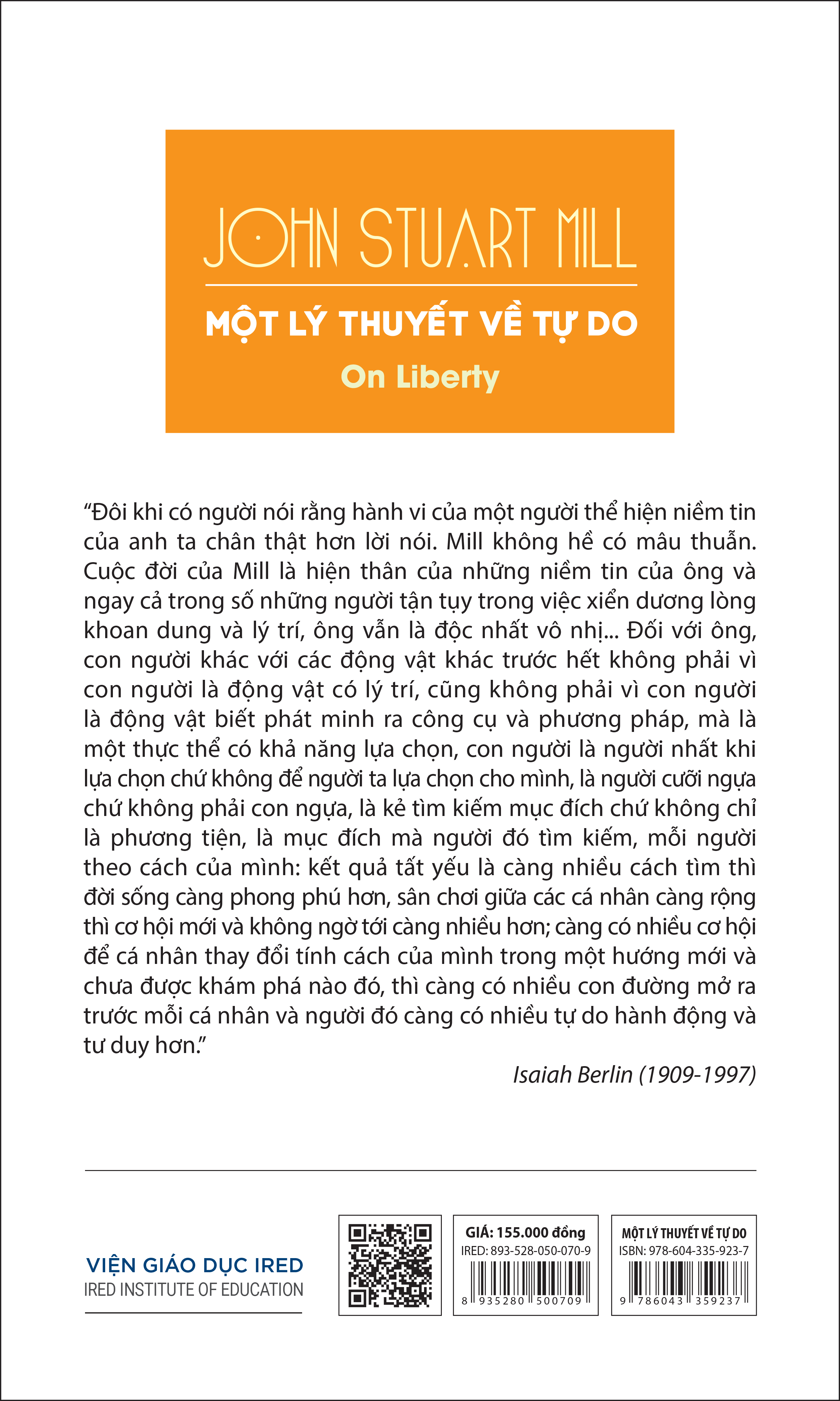 Sách - Một Lý Thuyết Về Tự Do (On Liberty) - John Stuart Mill - IRED Books