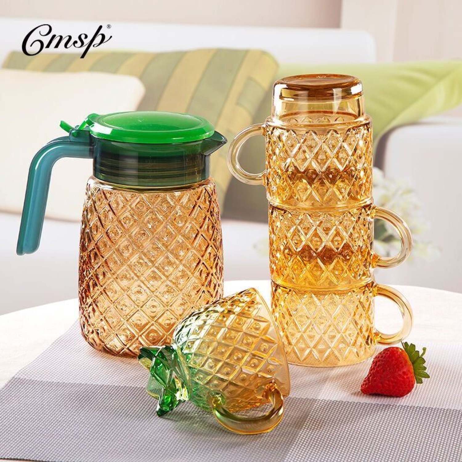 Bộ bình ly thuỷ tinh hình quả dứa