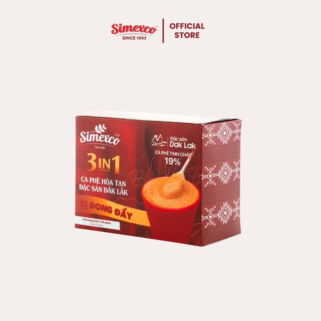 Cà phê hòa tan Simexco 3in1 Cà phê sữa (20 gói x 16g)