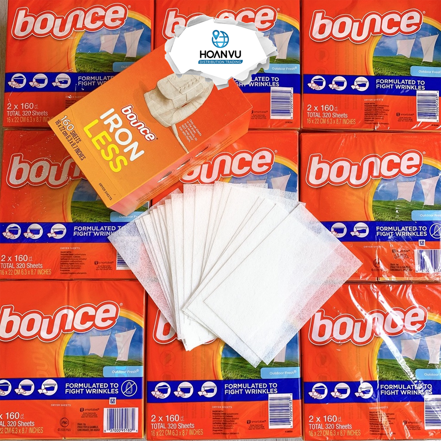Khăn giấy thơm Bounce 5in1 Dryer Sheets Outdoor Fresh (160 tờ x 2)