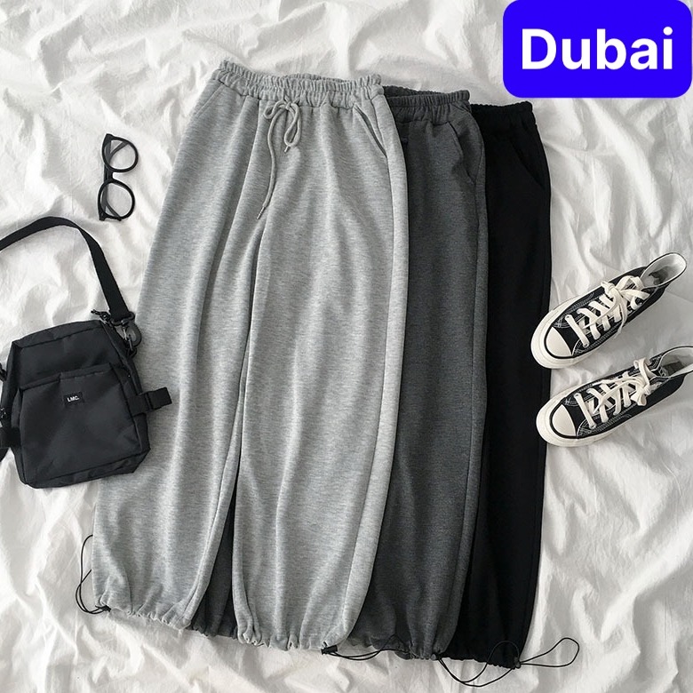 QUẦN JOGGER THỂ THAO NAM NỮ HIPHOP ỐNG SUÔNG CULOTTES VÀ BO GẤU LƯNG THUN CẠP CHUN TRƠN CHẤT NỈ DÀY DA CÁ THOÁNG MÁT NHẬT BẢN CAO CẤP - DUBAI FASHION