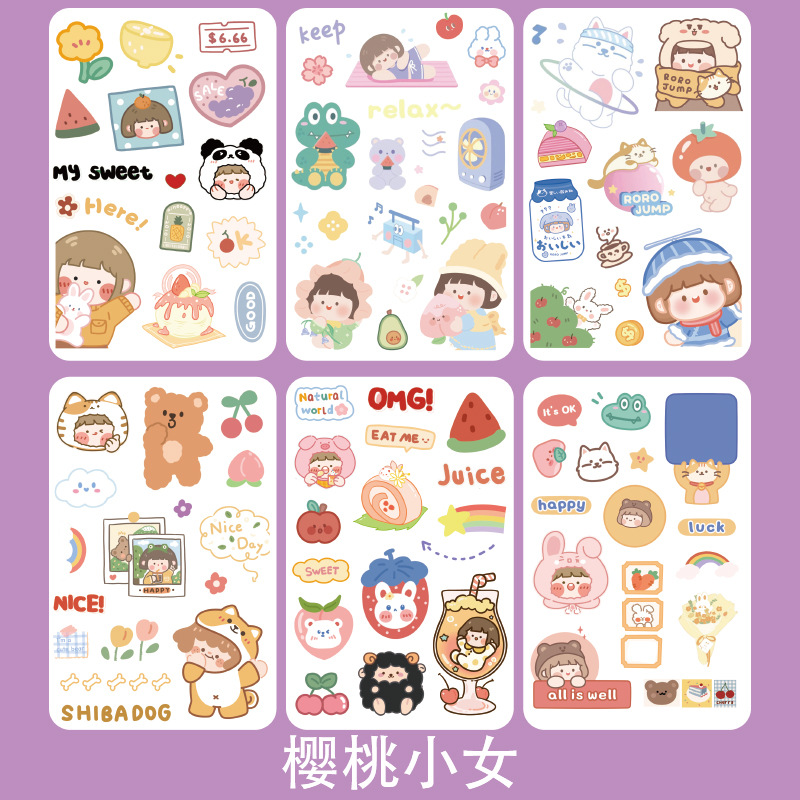 Bộ 6 tấm sticker trong dễ thương chọn mẫu