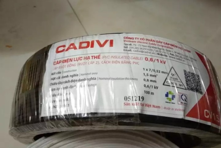 dây điện 1.5 cadivi cuộn 100m
