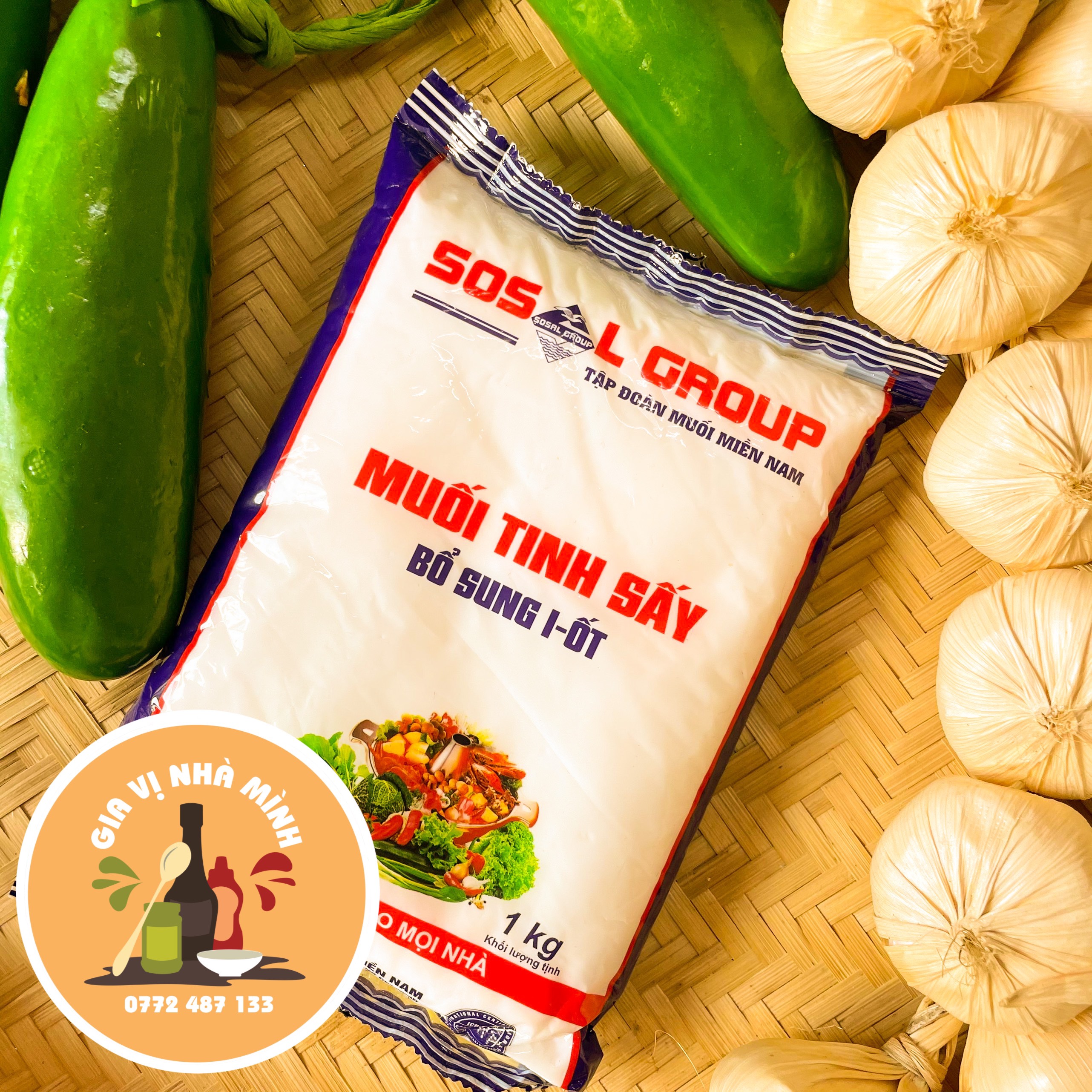 Muối tinh sấy -muối i-ốt đóng gói 500gr-1kg