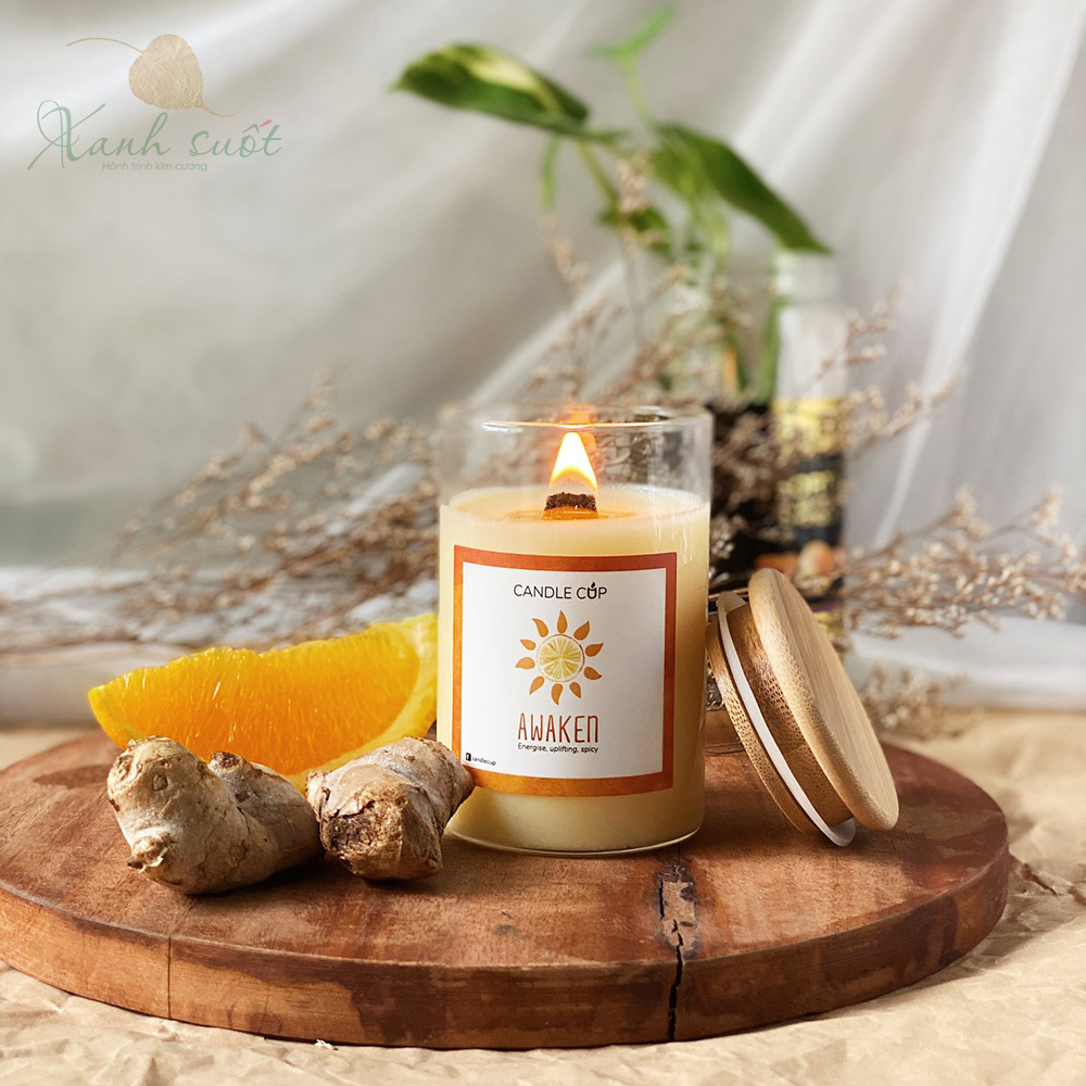 [AGAYA-CANDLE CUP] Nến Thơm- Nến Thủ Công-100% Từ Sáp Cọ Tự Nhiên- Hand Pour Candle-100% Natural Palm Wax [Xanh Suốt]