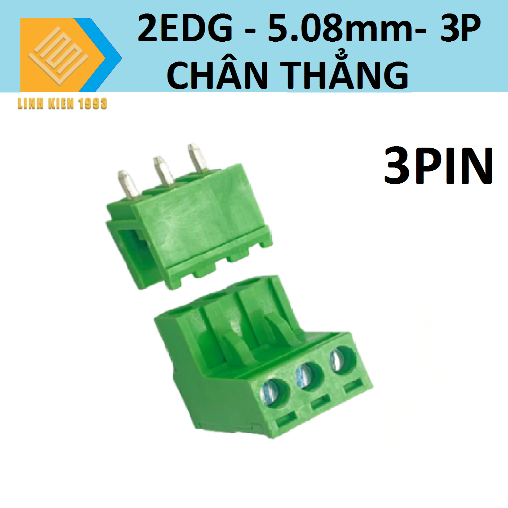 Domino thẳng 2EDG loại 3P khoảng cách chân 5.08mm