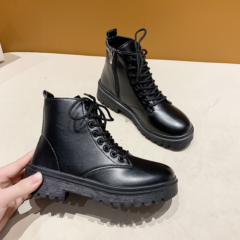 Giày boot nữ/ giày boot ulzzang chất da mềm đế 5cm-Bốt thời trang hottrend 2022