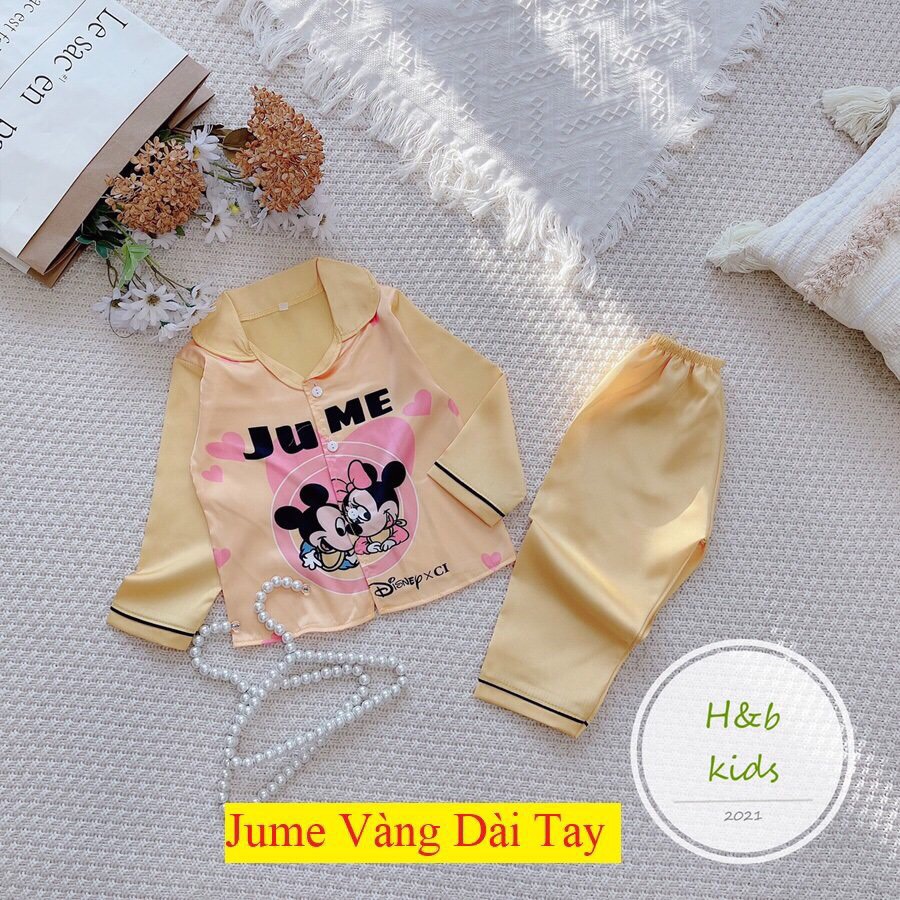 [8 -45 kg ] Bộ Mặc Nhà Lụa dài tay cao cấp -  Pijama Lụa 3D Chất Mềm Mịn An Toàn Cho Da Bé