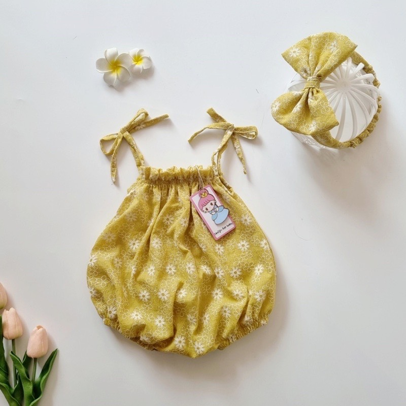 Áo liền quần kèm băng đô xinh cho bé