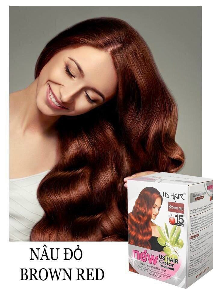 10 gói màu nâu đỏ) dầu gội phủ bạc tại nhà US HAIR 10 gói màu nâu đỏ) dầu gội phủ bạc tại nhà US HAIR