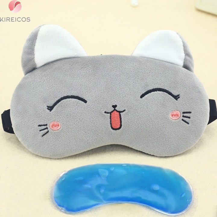 [HCM]Bịt Mắt Ngủ Miếng Che Mắt Ngủ Mèo Cười Có Túi Gel - kireicos