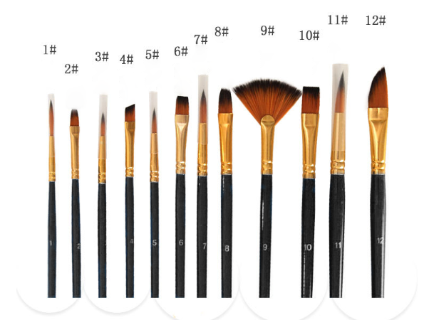 Bộ 12 Cọ Vẽ Tranh Sơn Dầu, Màu Nước, Hóa Trang Chuyên Nghiệp