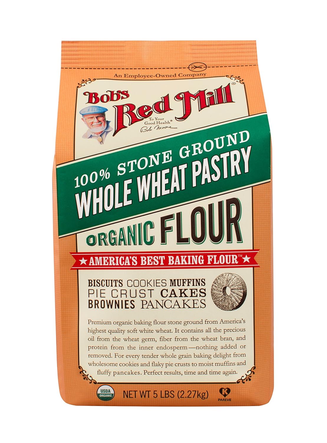 Bột mì nguyên cám lúa mì mềm (Organic Whole Wheat Pastry Flour) - Bob's Red Mill - 2.27kg