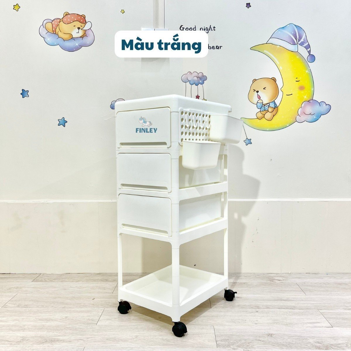 Kệ đa năng 4 tầng đựng đồ dùng cho bé, kệ nhựa Mia đựng đồ bỉm sữa 3 màu pastel sang trọng
