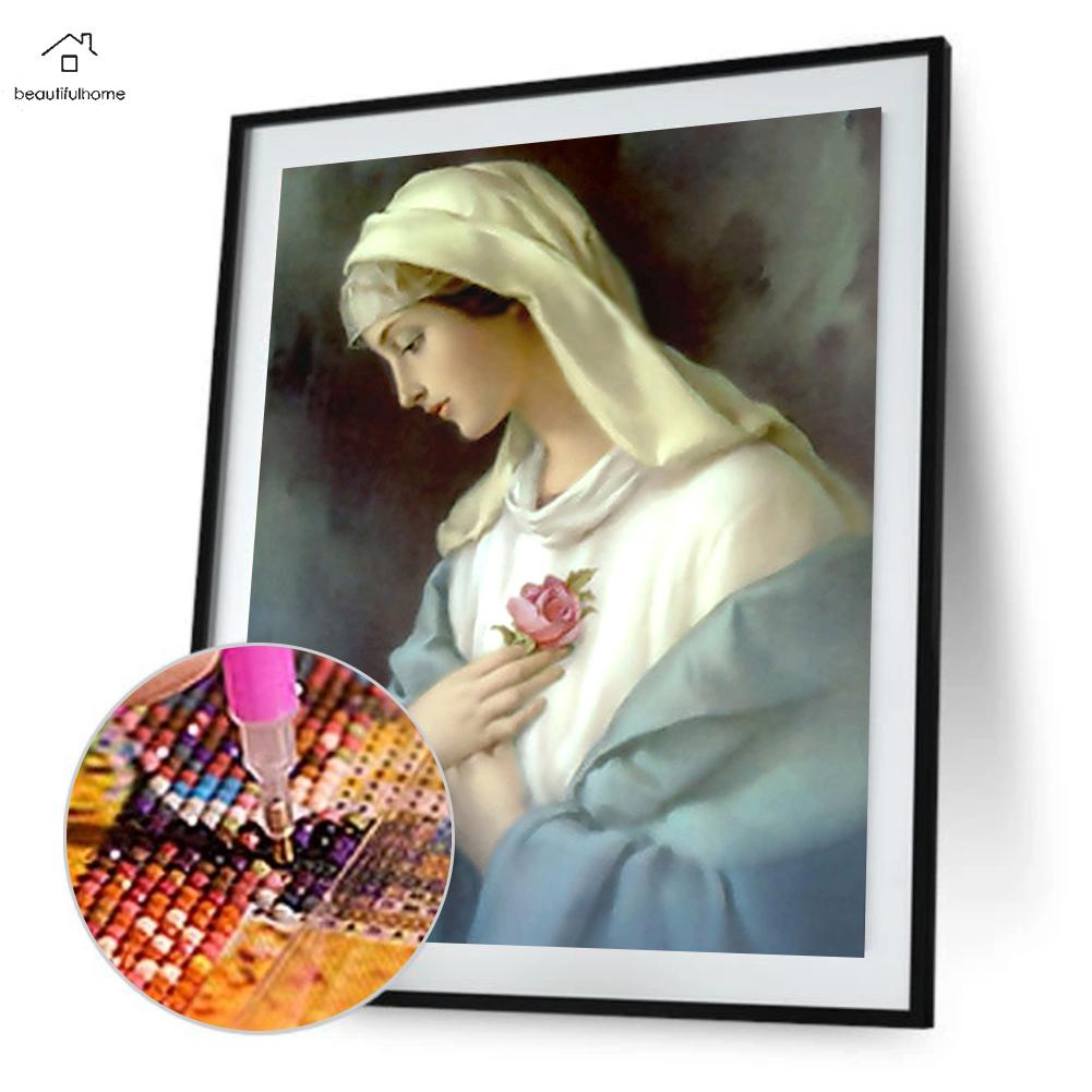 Bộ Tranh Đính Đá Tự Thêu Kim Cương Nhân Tạo Đức Mẹ Mary