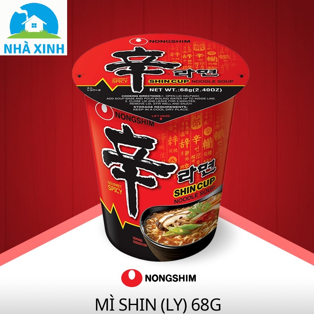 Combo 2 ly - Mì ly Shin Ramyun 68g (Nongshim Hàn Quốc)