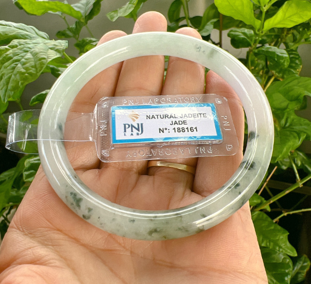 Vòng cẩm thạch thiên nhiên size 58mm, vân đá đẹp, đã kiểm định pnj, ảnh thực tế -dkt silver161