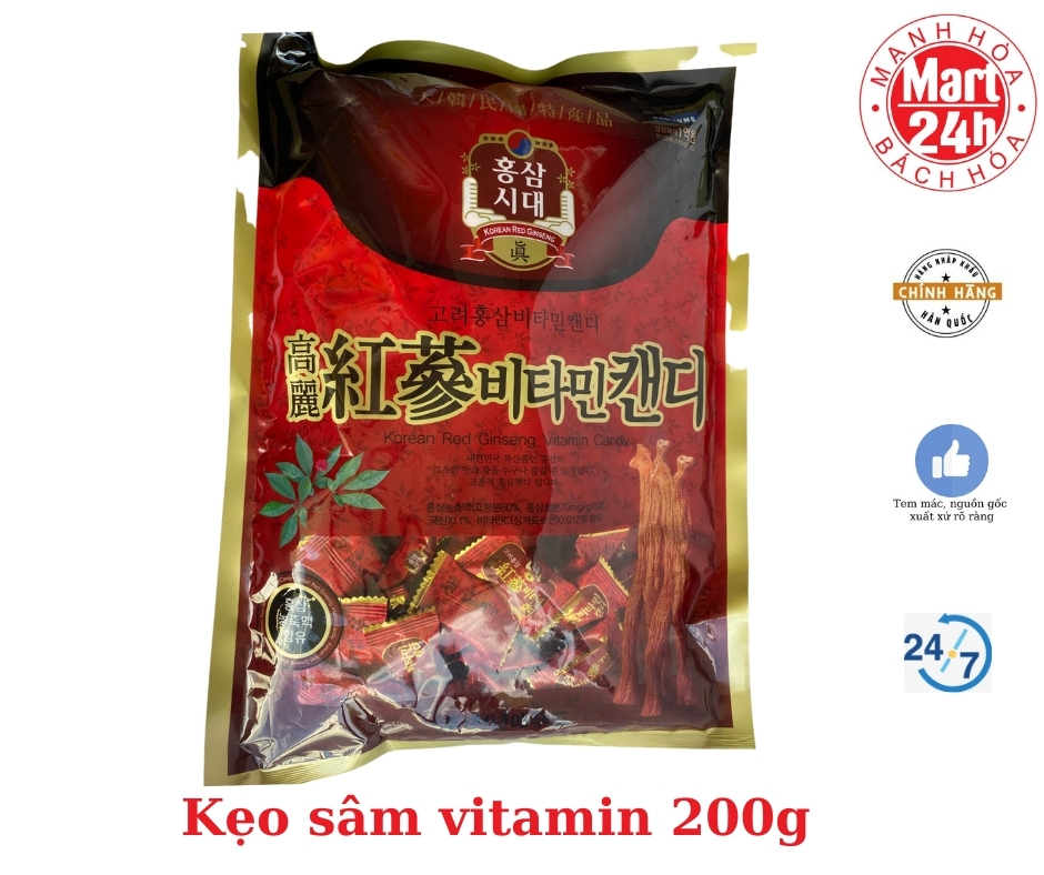 Kẹo sâm vitamin Hàn Quốc 200g (Korean Red Ginseng Vitamin Candy)