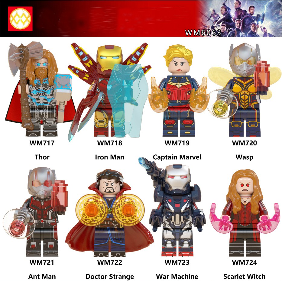 Mini   Các Nhân Vật Thor Iron Man Captian Ant Man War Machine Wasp WM6063 WM717 WM718 WM719 WM720 WM721