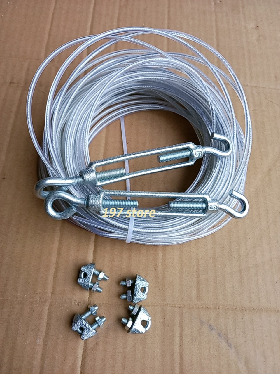 100m dây cáp bọc nhựa 3mm ( kèm 4 khóa cáp và 2 tăng đơ)