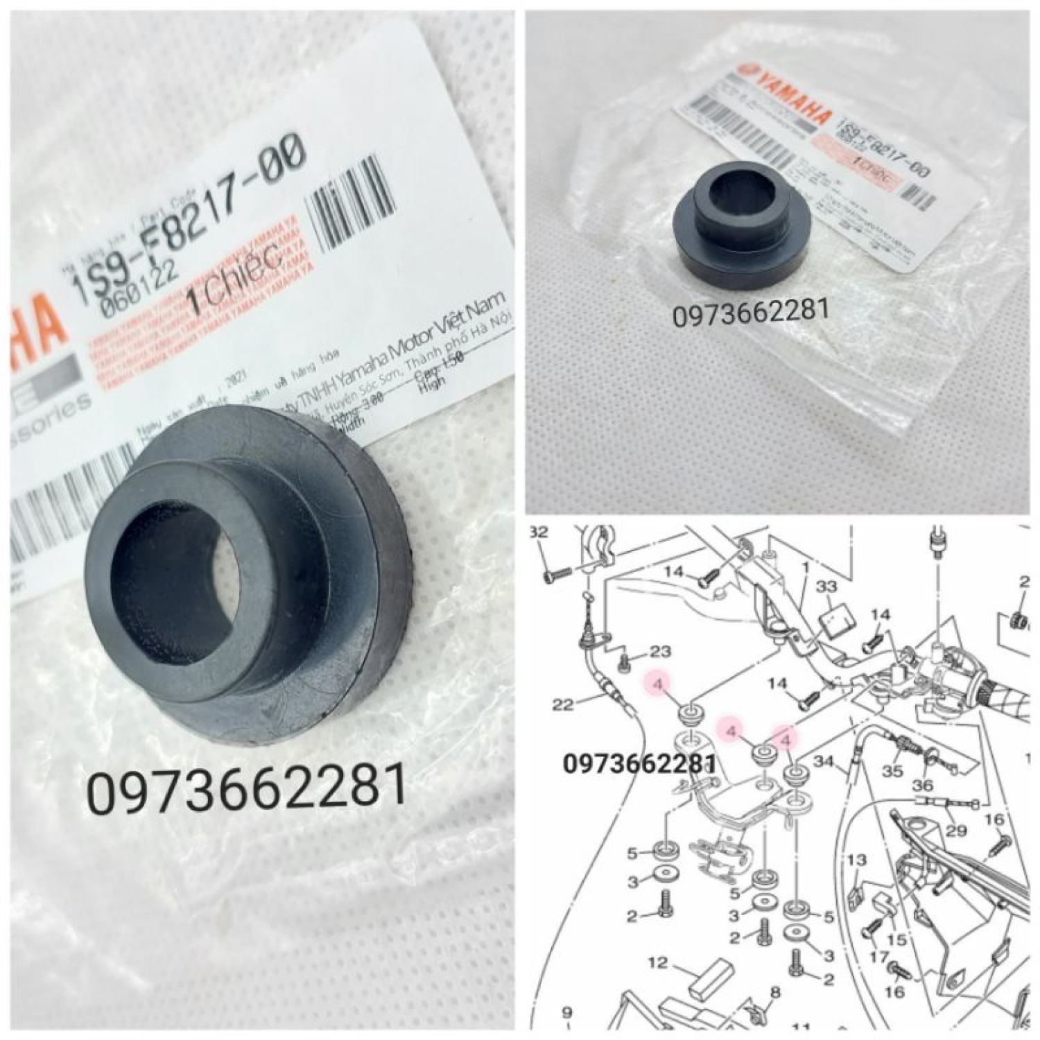 Đệm cao su trên bắt ghi đông sọ khỉ xe exciter 135 ,2006-2014 zin