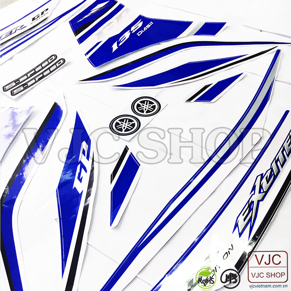 Bộ tem dán xe Exciter 135 GP các màu lựa chọn cho decal xe máy