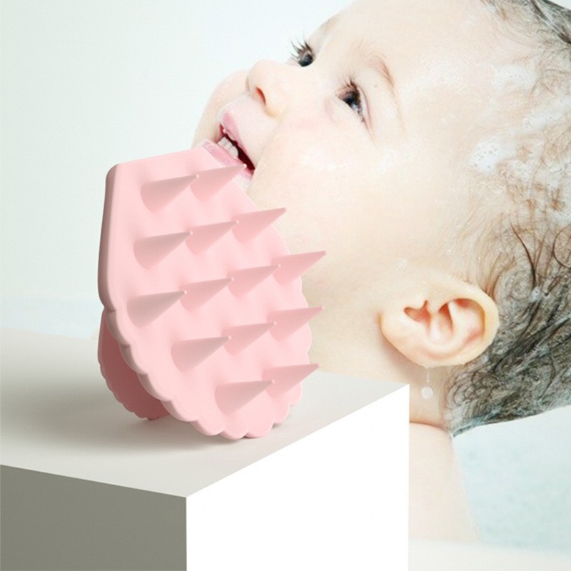 Lược gội đầu Silicone Massage gai màu hồng cao cấp