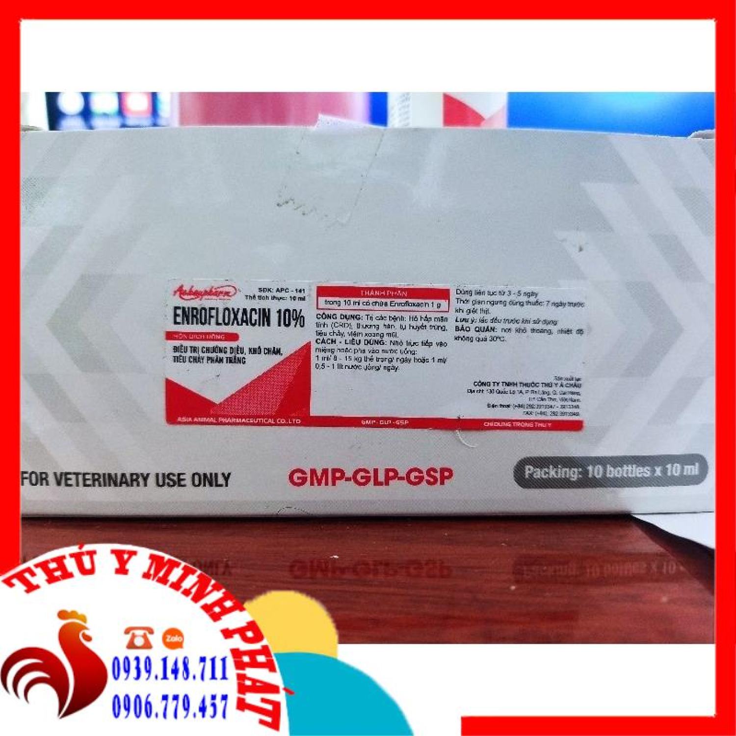 01 LỌ ENROFLOXACIN 10% LỌ 10ML