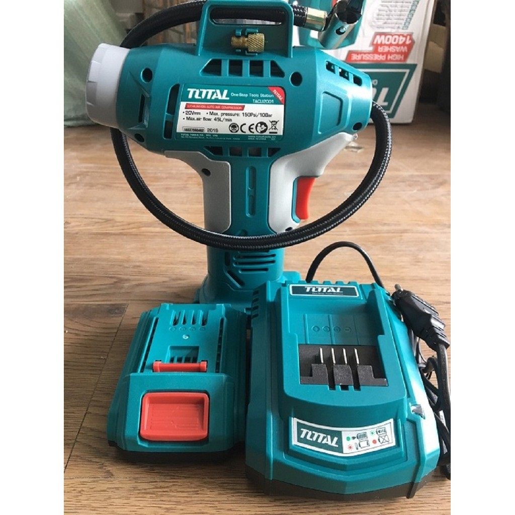 [HCM]Máy bơm hơi tự động dùng pin Total 20V TACLI2001 ( kèm Pin Và Sạc )