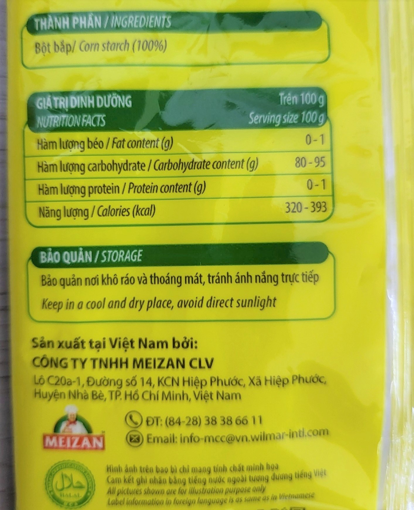 MEIZAN (túi 150g) BỘT BẮP Corn Starch (HALAL)