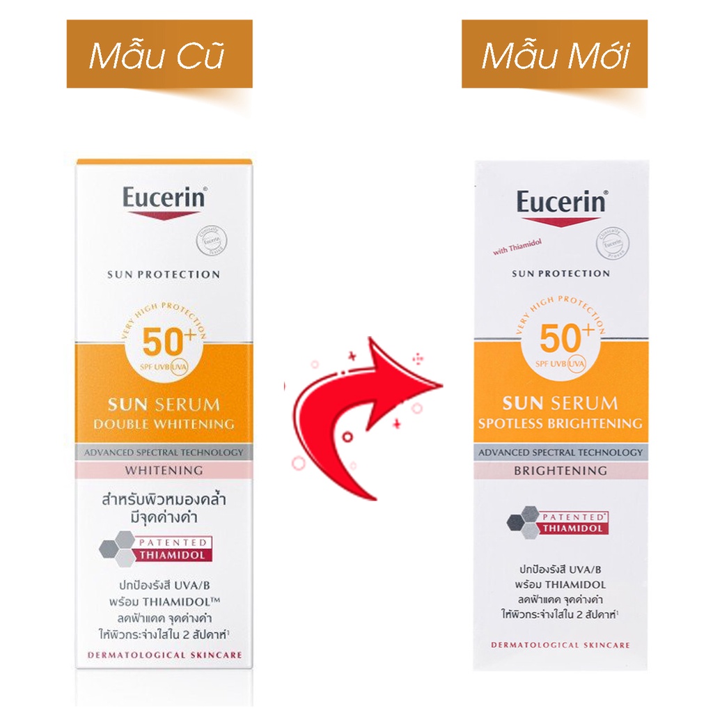 Kem chống nắng giảm thâm nám dưỡng trắng da eucerin sun serum double whitening spf50+ 50ml