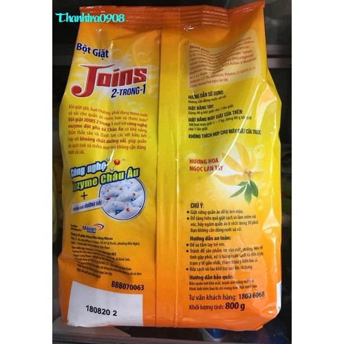 Bột giặt xả 2in1 Joins 800gr