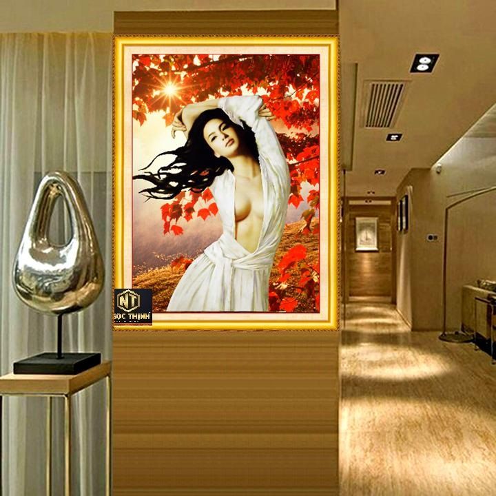 Tranh Đính Đá ABC cao cấp Nét đẹp thiếu nữ VS417 Kích thước: 65x50cm