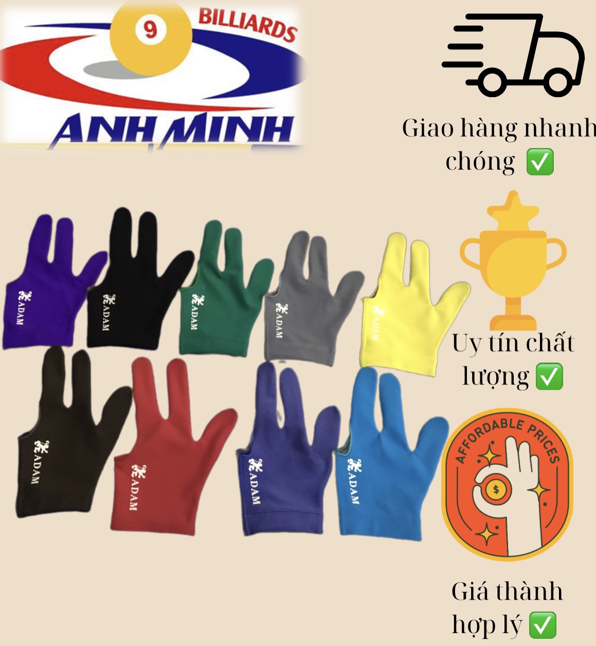 Găng tay bida adam