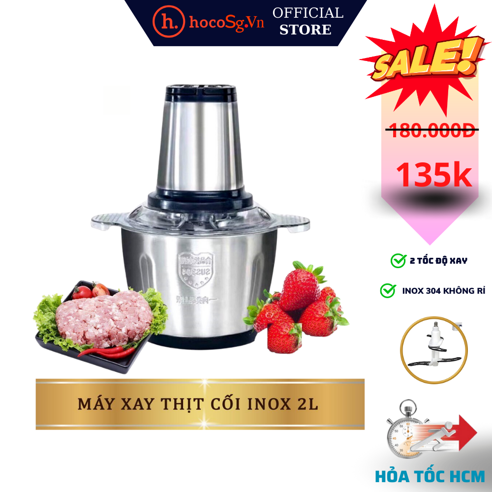 Máy xay thịt - cối xay inox không rỉ 2L