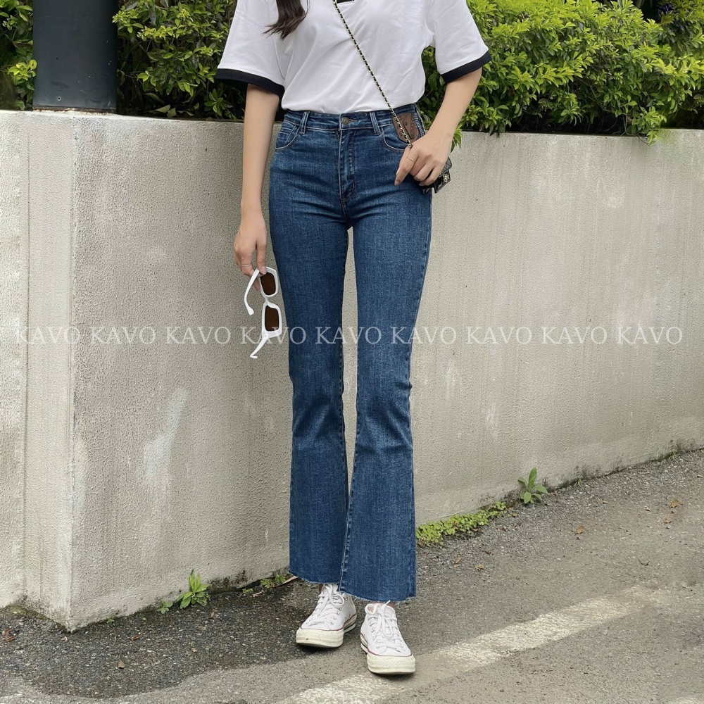 Quần Bò Nữ Dáng Loe - Quần Jeans Nữ Co Giãn 4 Chiều Chất Dày Dặn