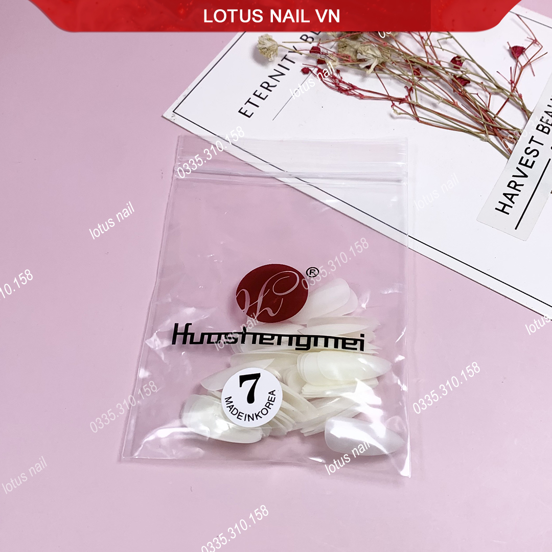 Móng úp nhọn ngắn lẻ size Hàn Quốc từ 5-9, gói 50 móng