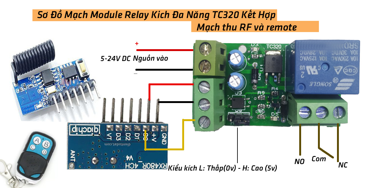 Module Relay Da Năng TC320 5V Đến 24VDC Kích High Low