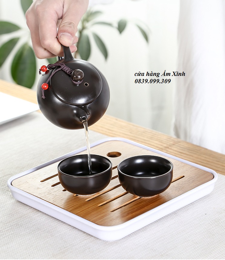 Bộ ấm chén sứ pha trà du lịch