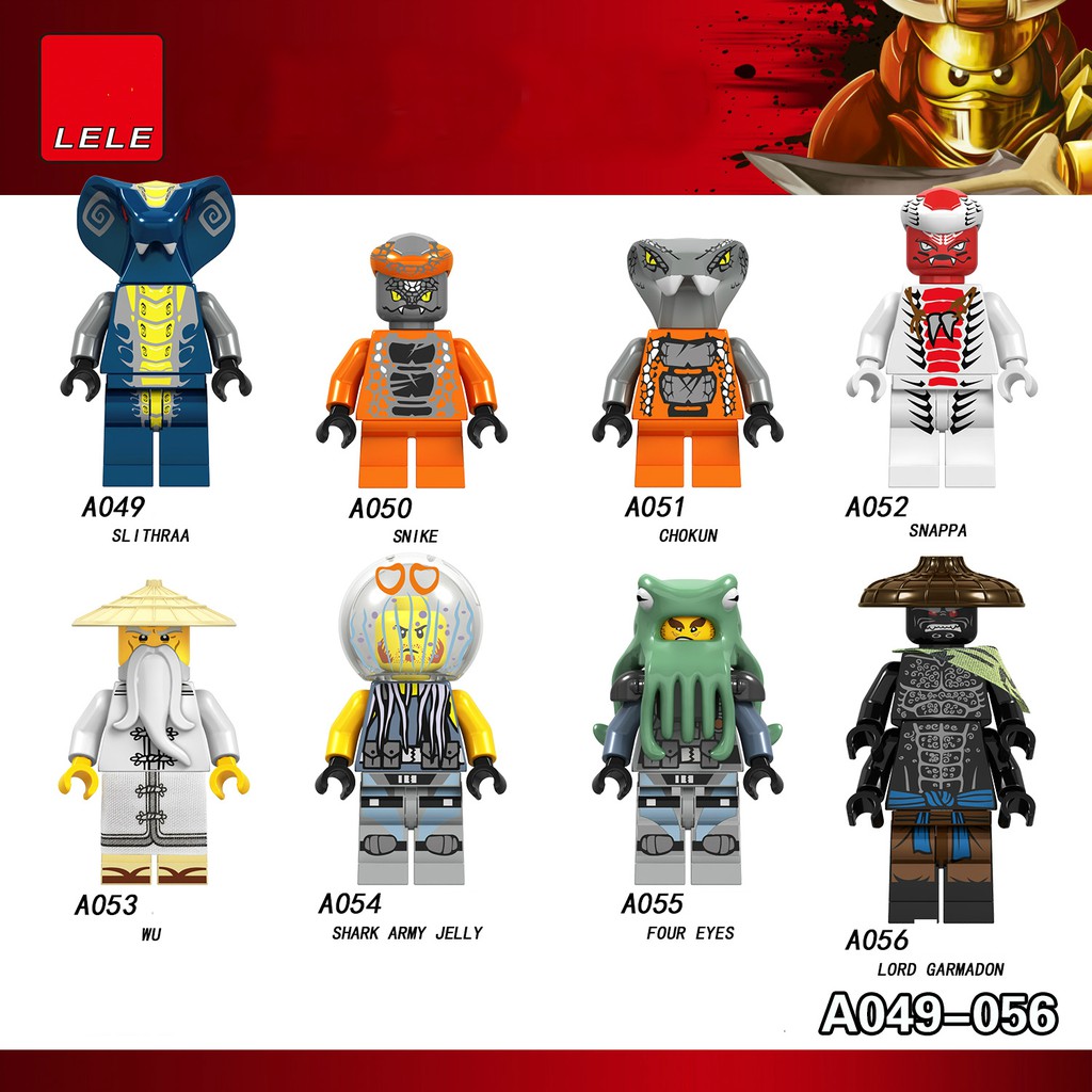 Mini  go Các Mẫu Nhân Vật Sự Phụ Garmadon Shark Army Jelly A049 A050