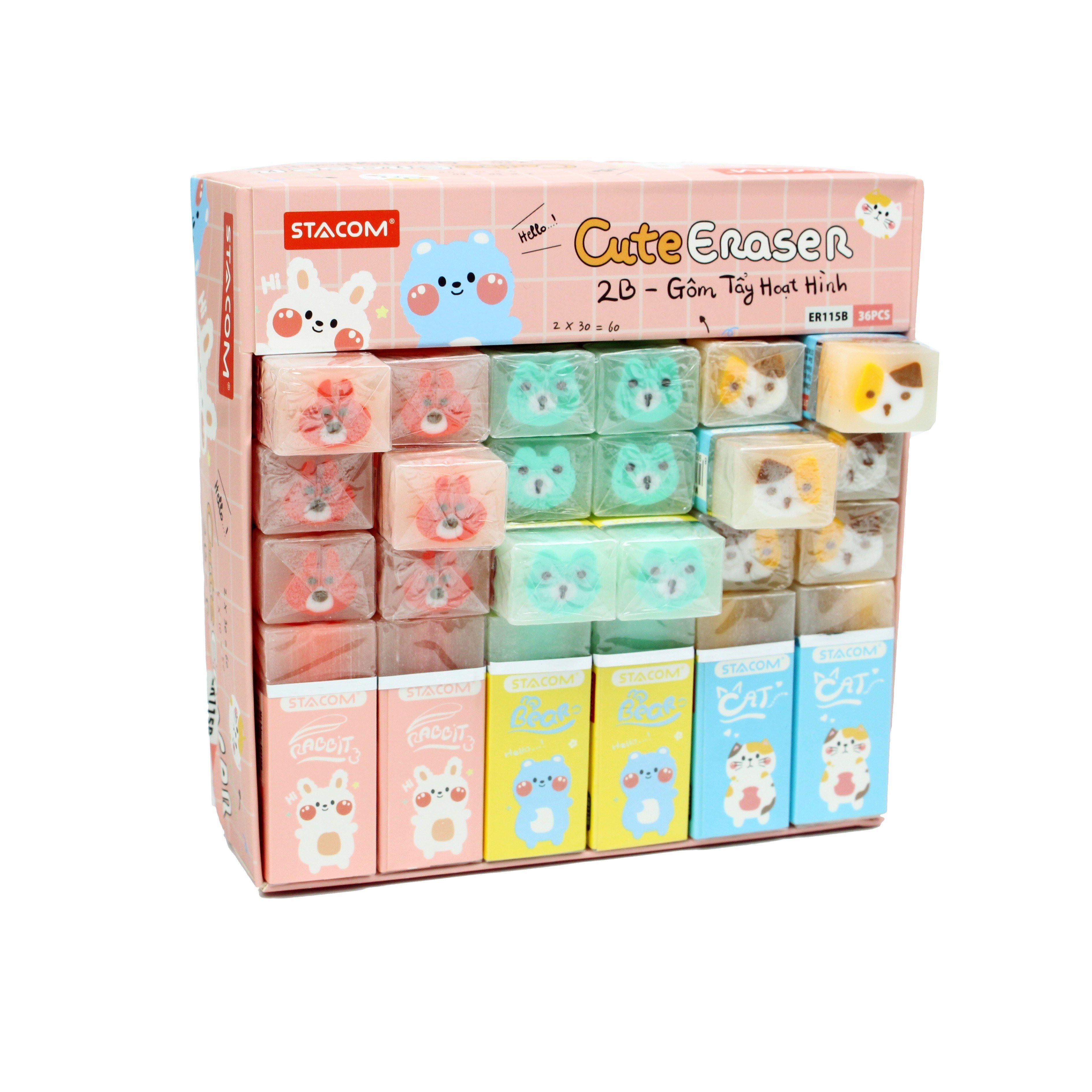 (Hộp 36 viên) Gôm Thạch Hoạt Hình Cute Pet Stacom - ER115_B