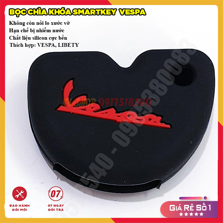 Bọc Chìa Khóa Silicon Vespa , Liberty (Màu đen)