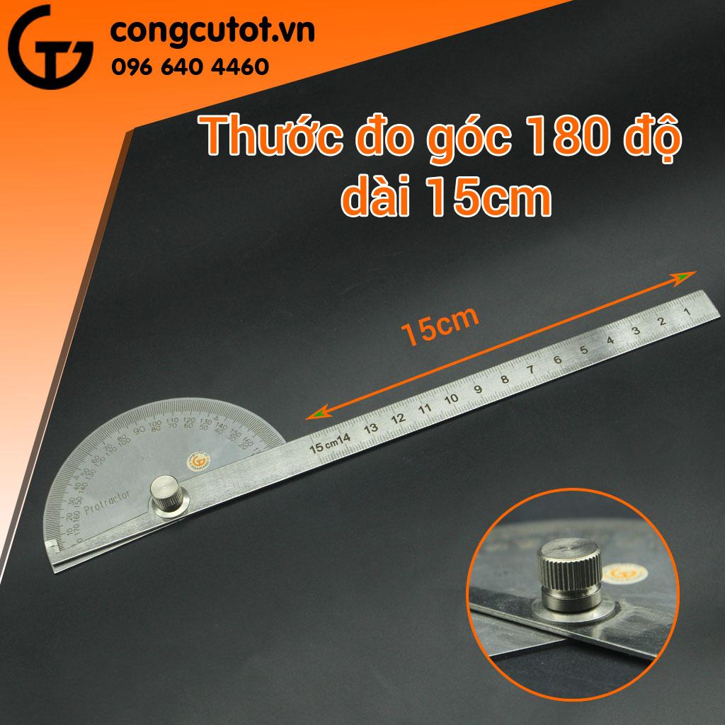 Thước đo góc 180 độ dài 15cm