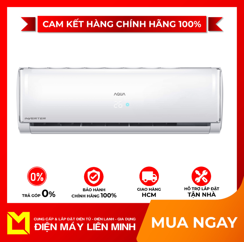 Bảng giá Máy lạnh Aqua Inverter 1.5 HP AQA-KCRV13TH - Chế độ tiết kiệm điện Inverter, Chức năng tự làm sạch AQUA FRESH, Luồng gió 3D, Chế độ siêu tĩnh, Lớp chống ăn mòn Bluefin, Hiển thị nhiệt độ trên dàn lạnh . GIAO HÀNG MIỄN PHÍ HCM