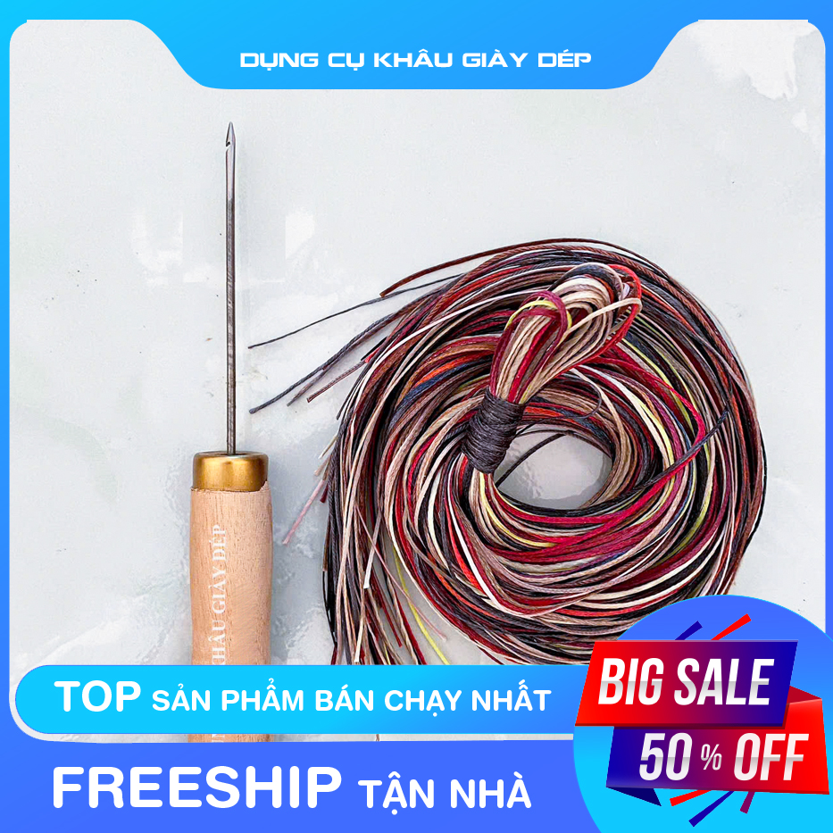 Kim móc cán gỗ khâu giày kèm chỉ khâu