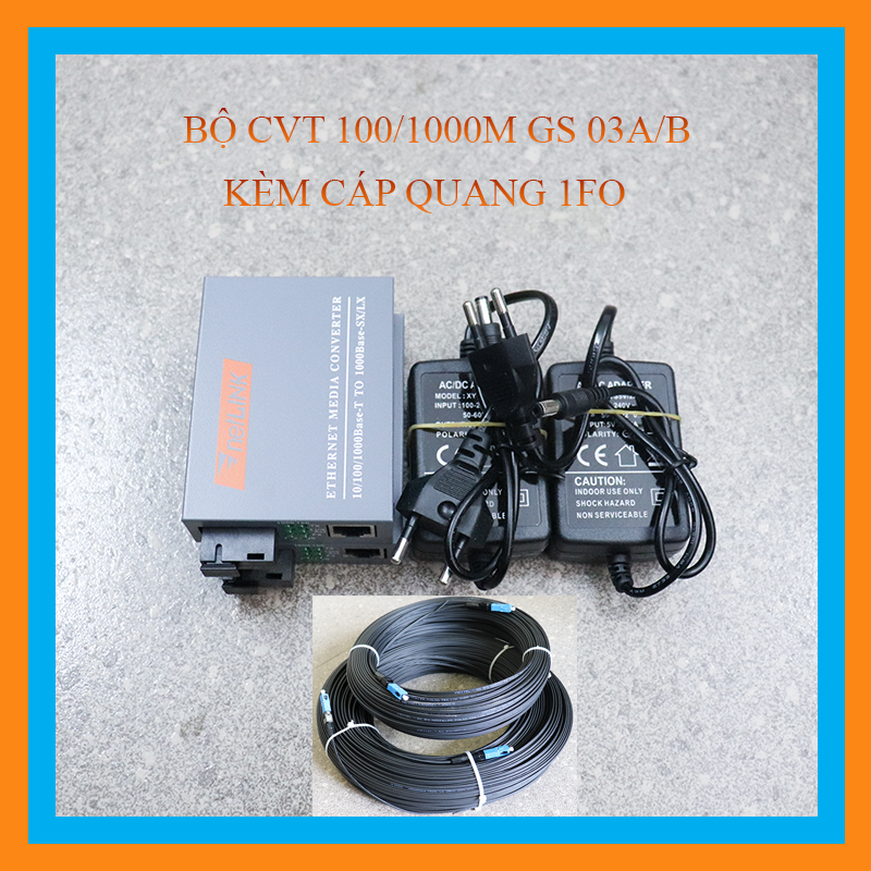 Cặp Converter Quang 1000M 1 sợi quang netlink htb gs03 AB